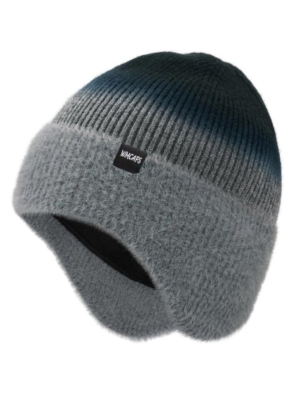 Unisex Tie-day Grey Fleece Thermal Lined Knit Warm Earflap Classic Stocking Cap